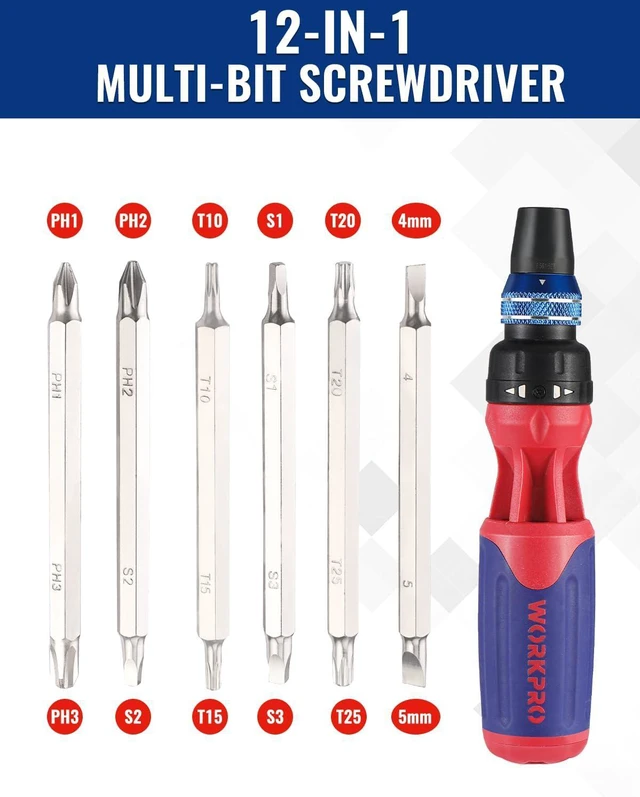 Alt view image 6 of 7 - 12-in-1 Ratcheting Multi-Bit Screwdriver Set