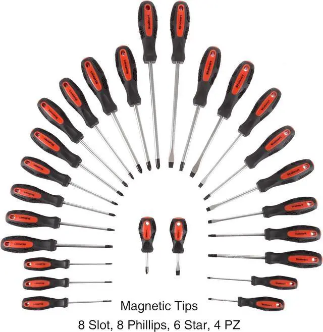 Alt view image 3 of 6 - 26-Piece Screwdriver Set with Wall Mount Stand and Magnetic Tips - Phillips Slotted Pz and Star Screw Tips by (Black)