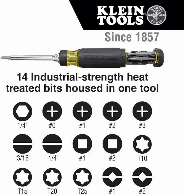 Alt view image 3 of 7 - 32305 Multi-bit Ratcheting Screwdriver 15-in-1 Tool with Phillips Slotted Square Torx and Combo Bits and 1/4-Inch Nut Driver