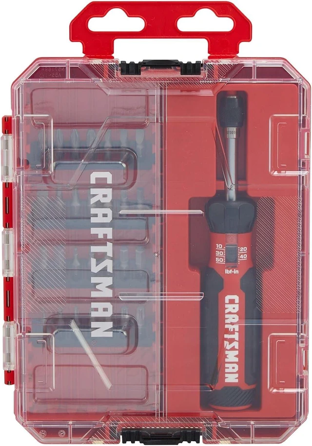 Main image of Torque Screwdriver Set with Storage 1 Phillips Slotted Hex Torx and Square Screwdriving Bits 29 Piece (CMHT68130)
