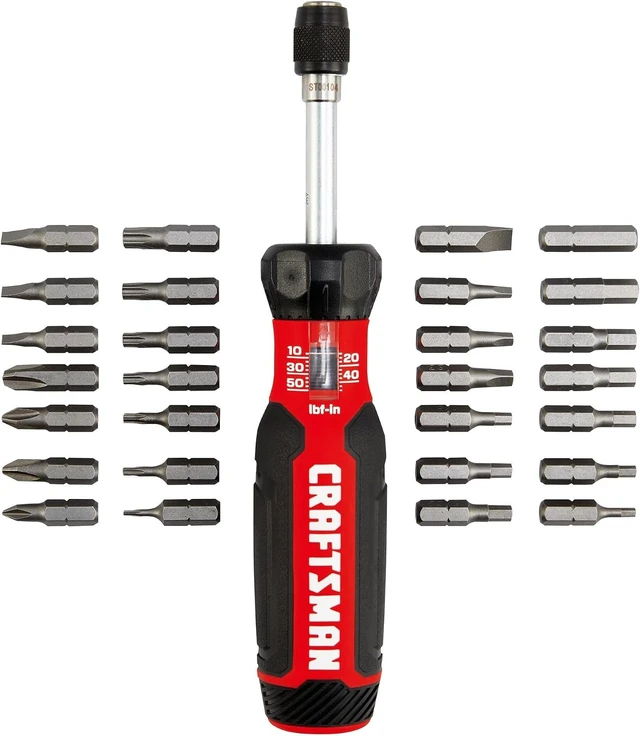 Alt view image 3 of 7 - Torque Screwdriver Set with Storage 1 Phillips Slotted Hex Torx and Square Screwdriving Bits 29 Piece (CMHT68130)
