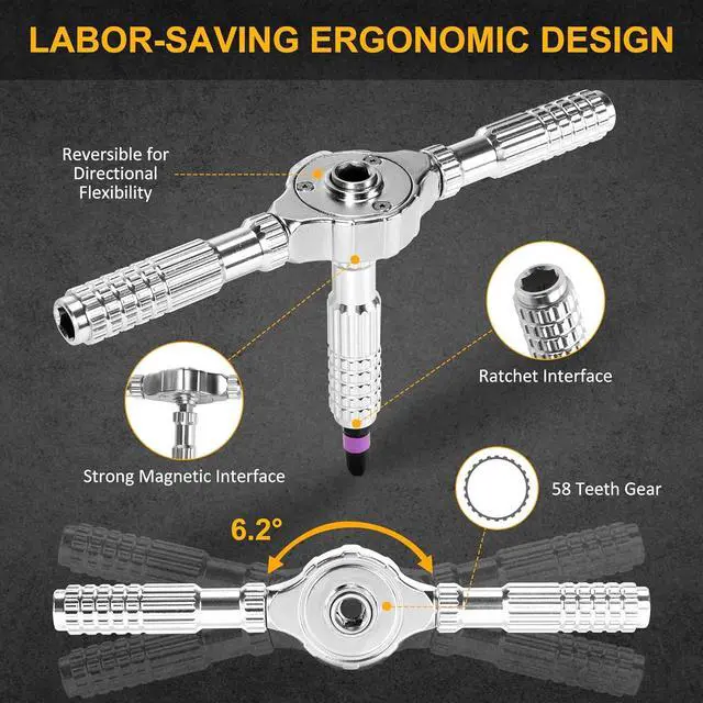 Alt view image 3 of 7 - 40 in 1 Magnetic Ratchet Screwdriver Set Multi Bit Magnetic Ratcheting Screwdriver Set with Detachable Ratchet Handle Repair Tool Kit for Computer Bicycle Furniture DIY