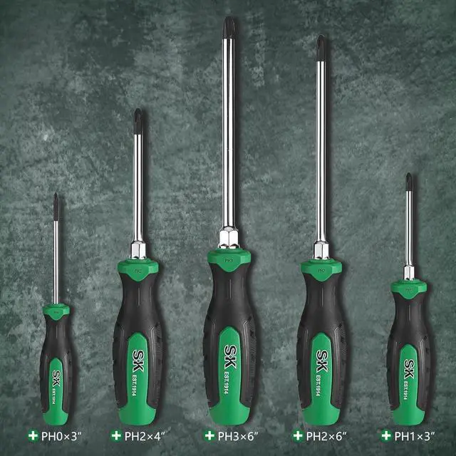 Alt view image 4 of 7 - 5-Piece Phillips Screwdriver Set Magnetic Screwdriver Set S2 Steel SureGrip Handle