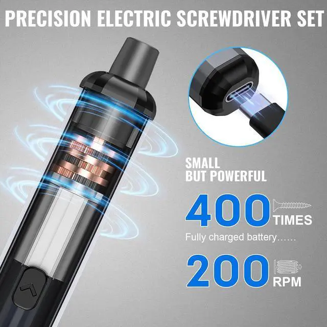 Alt view image 3 of 7 - Mini Electric Screwdriver 3.7V Cordless Screwdriver Set Precision Electric Screwdrivers 72-in-1 Magnetic Bits Rechargeable Portable Repair Tool Kit for Electronics Laptops Glasses Clocks
