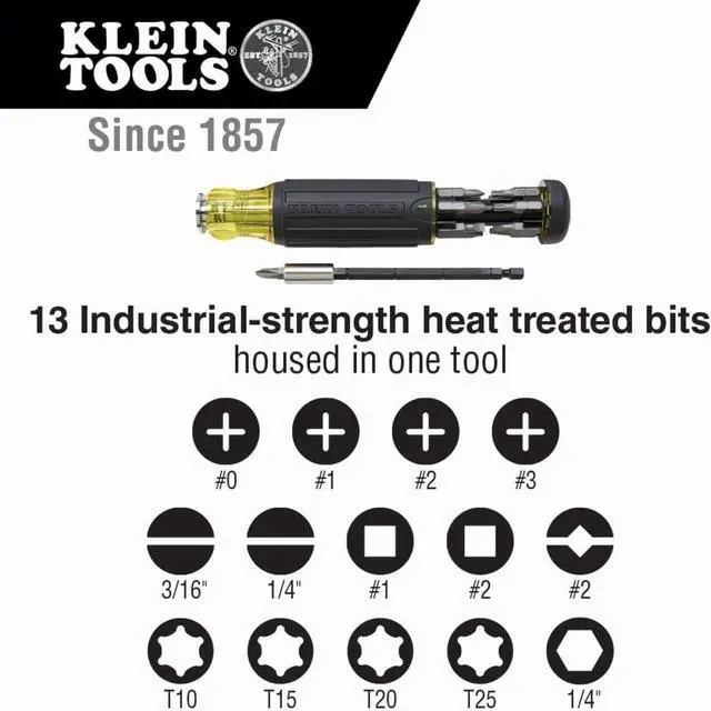 Alt view image 3 of 7 - 32303 Multi-Bit Screwdriver / Nut Driver Impact Rated 14-in-1 Magnetic Screwdriver Set Phillips Slotted Square Combo Torx