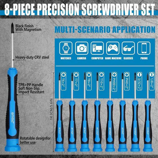 Alt view image 3 of 7 - 100-Piece Magnetic Screwdriver Set with Plastic Rack Includes Slotted/Phillips/Torx Precision Drivers Non-Slip Rubber Handles Multi-Purpose Hand Tools Ideal Gift for Handymen & DIY Enthusiasts