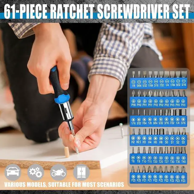 Alt view image 6 of 7 - 100-Piece Magnetic Screwdriver Set with Plastic Rack Includes Slotted/Phillips/Torx Precision Drivers Non-Slip Rubber Handles Multi-Purpose Hand Tools Ideal Gift for Handymen & DIY Enthusiasts
