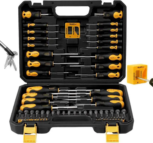 Main image of 86-Piece Magnetic Screwdriver Set CR-V Steel Includes Slotted/Phillips/Torx Mini Precision Screwdrivers Nut Drivers Driver Bits and Magnetizer with Sturdy Toolbox
