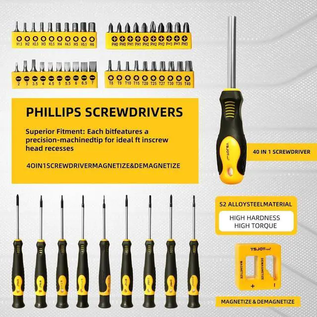 Alt view image 3 of 7 - 86-Piece Magnetic Screwdriver Set CR-V Steel Includes Slotted/Phillips/Torx Mini Precision Screwdrivers Nut Drivers Driver Bits and Magnetizer with Sturdy Toolbox