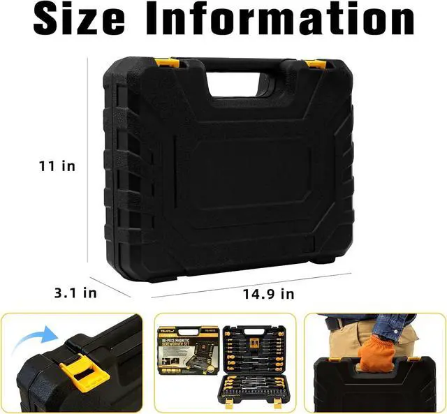 Alt view image 7 of 7 - 86-Piece Magnetic Screwdriver Set CR-V Steel Includes Slotted/Phillips/Torx Mini Precision Screwdrivers Nut Drivers Driver Bits and Magnetizer with Sturdy Toolbox