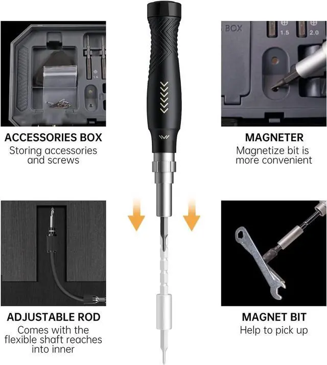 Alt view image 3 of 6 - Precision Screwdriver Set Laptop Screwdriver Kit 164 in 1 Professional Computer Screwdriver Repair Kit with T6 Torx Bit for MacBook iPhone Watch Camera Eyeglass Xbox DIY