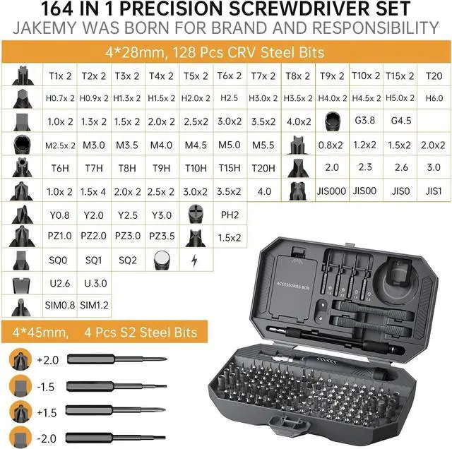 Alt view image 5 of 6 - Precision Screwdriver Set Laptop Screwdriver Kit 164 in 1 Professional Computer Screwdriver Repair Kit with T6 Torx Bit for MacBook iPhone Watch Camera Eyeglass Xbox DIY