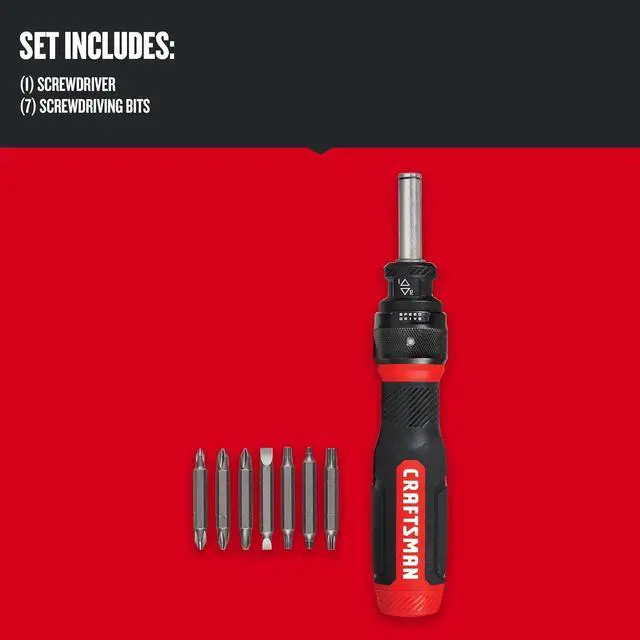 Alt view image 2 of 6 - Ratcheting Screwdriver SpeedDrive 2 Double Ended Bits Included Handle Holds Up To 6 Bits (CMHT68129)