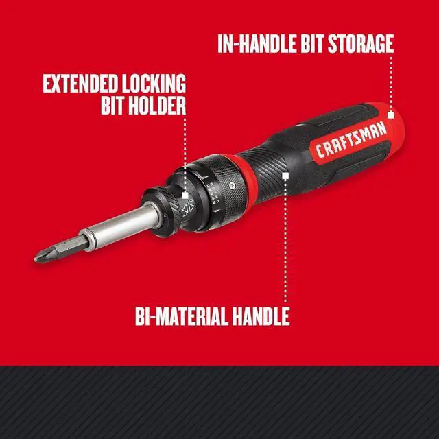 Alt view image 3 of 6 - Ratcheting Screwdriver SpeedDrive 2 Double Ended Bits Included Handle Holds Up To 6 Bits (CMHT68129)