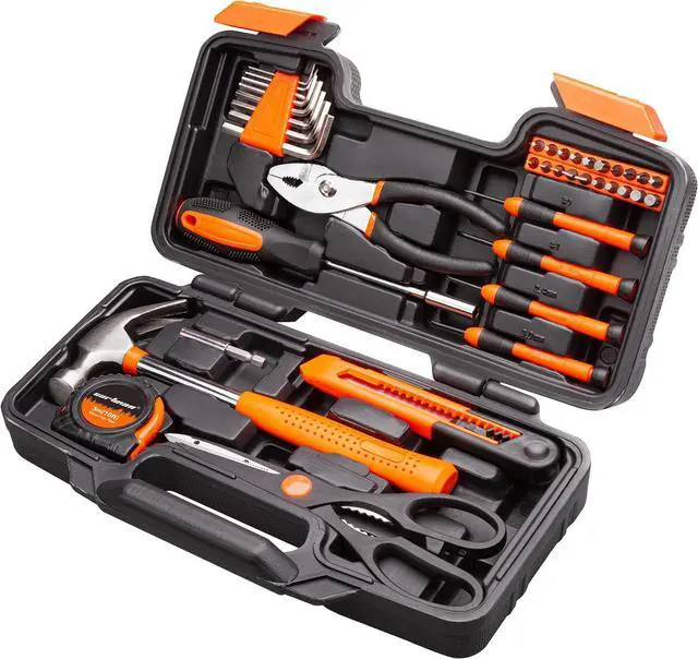 Alt view image 2 of 5 - 39 Piece Tool Set General Household Hand Kit with Plastic Toolbox Storage Case Orange