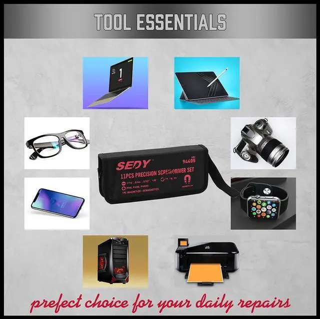 Alt view image 4 of 7 - 11-Piece Precision Screwdriver Set - Magnetic Mini Screwdrivers for Eyeglasses Watches Computers Laptops Phones - Phillips Slotted Torx Non-Slip Handle Portable Storage Bag Included