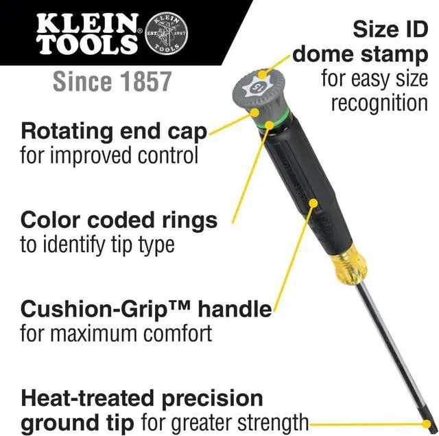 Alt view image 2 of 7 - 85617 Mini Precision Screwdriver Set Slotted Phillips TORX Cushion-Grip Handles Ideal for Terminal Blocks Electronics