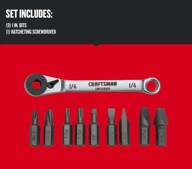 Alt view image 2 of 7 - Screwdriver Set Ratcheting Offset Multi-Bit 10 Piece (CMHT68008)