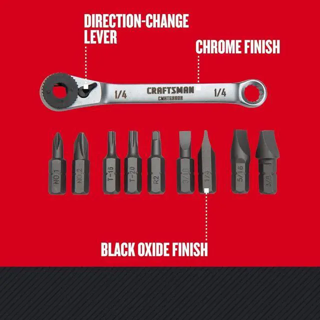 Alt view image 3 of 7 - Screwdriver Set Ratcheting Offset Multi-Bit 10 Piece (CMHT68008)