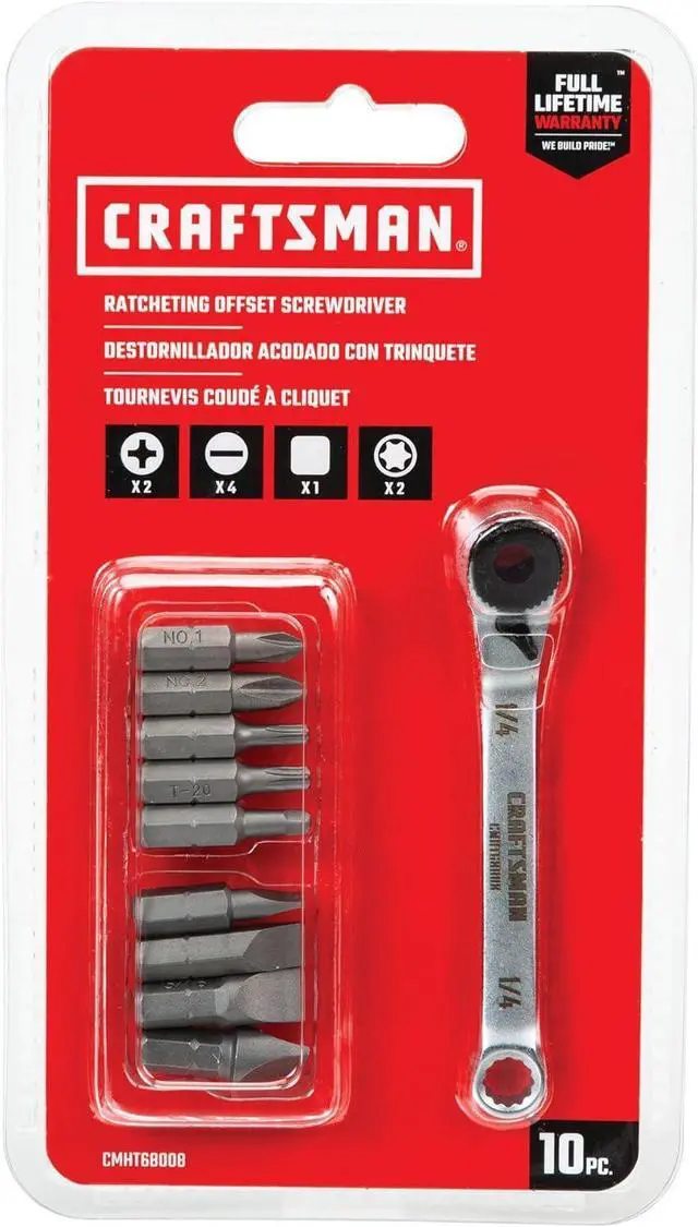 Alt view image 5 of 7 - Screwdriver Set Ratcheting Offset Multi-Bit 10 Piece (CMHT68008)