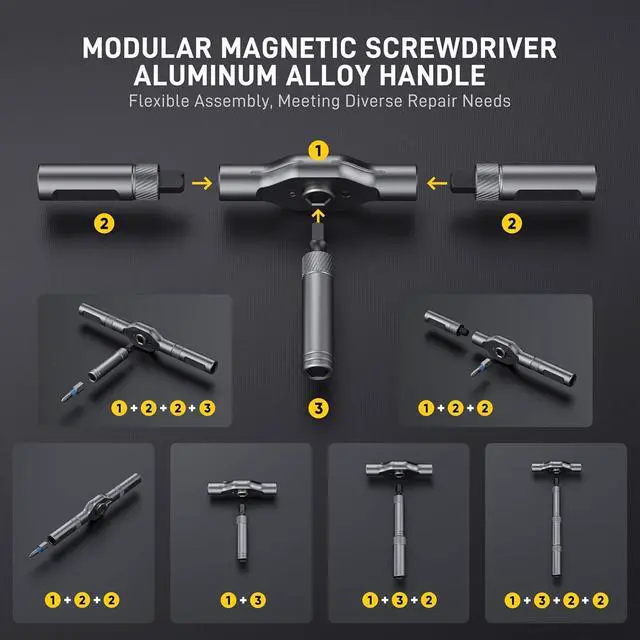 Alt view image 3 of 7 - 42 in 1 Magnetic Screwdriver Screwdriver Set Multi Bit Ratcheting Screwdriver Set with Storage Case Repair Tool Kit for Computer Eyeglass Bicycles Watch Ring Doorbell Furniture and DIY