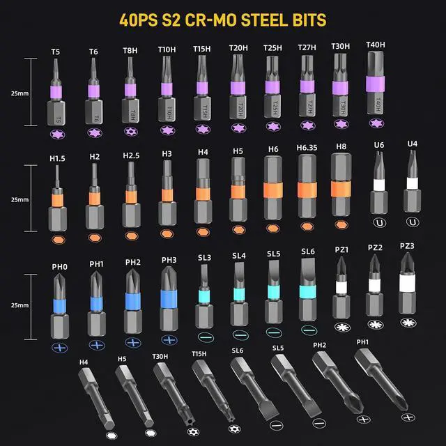 Alt view image 6 of 7 - 42 in 1 Magnetic Screwdriver Screwdriver Set Multi Bit Ratcheting Screwdriver Set with Storage Case Repair Tool Kit for Computer Eyeglass Bicycles Watch Ring Doorbell Furniture and DIY