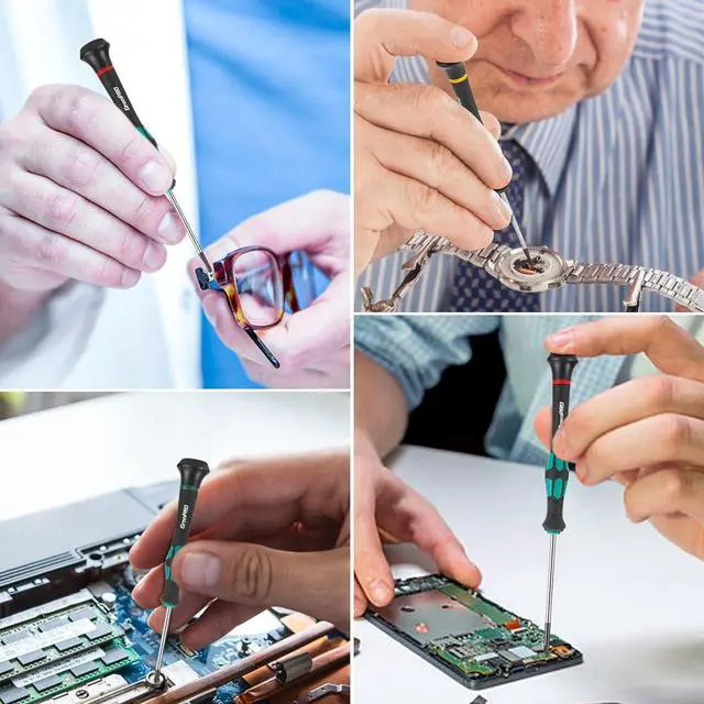 Alt view image 5 of 7 - 10-Piece Precision Screwdriver Set Magnetic Small Screwdrivers with Phillips Slotted Torx Star for Eyeglass Watch Computer Laptop Phone