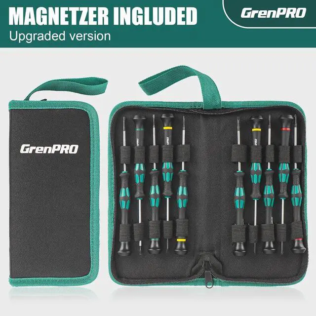Alt view image 7 of 7 - 10-Piece Precision Screwdriver Set Magnetic Small Screwdrivers with Phillips Slotted Torx Star for Eyeglass Watch Computer Laptop Phone