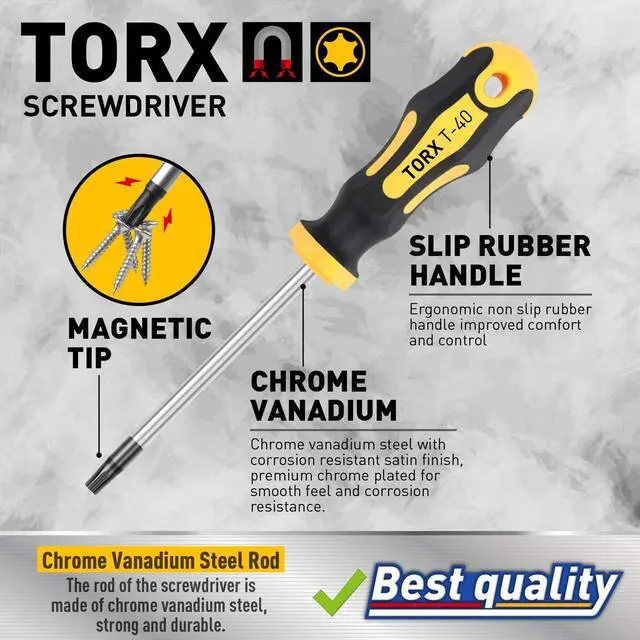 Alt view image 3 of 7 - 12-Piece Magnetic Torx Screwdrivers Set Magnetic Torx Driver Star Screwdrivers Set T5 - T40 Best Choice