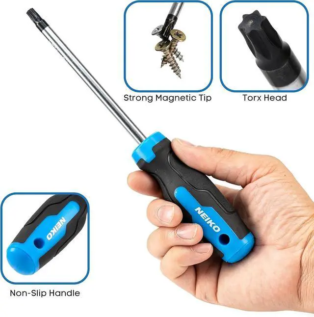 Alt view image 2 of 6 - 01377A Magnetic Torx Screwdriver Set | 12 Piece | T5  T40 | 6 Point Star Head Driver | Heat Treated Chrome Vanadium Steel | Non Slip Cushioned Handle Grip | Magnet Bit Tip | Carrying Pouch