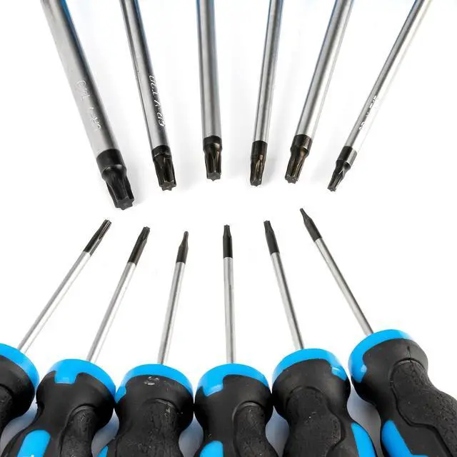 Alt view image 4 of 6 - 01377A Magnetic Torx Screwdriver Set | 12 Piece | T5  T40 | 6 Point Star Head Driver | Heat Treated Chrome Vanadium Steel | Non Slip Cushioned Handle Grip | Magnet Bit Tip | Carrying Pouch