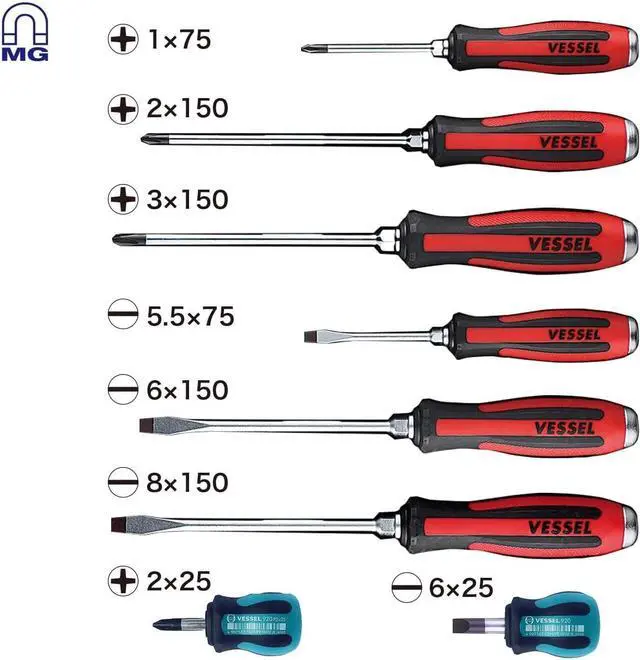 Alt view image 2 of 7 - MEGADORA Tang-Thru Screwdriver Set 8pcs. 9308EVA (EVA Foam set/Tang Thru)