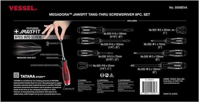 Alt view image 4 of 7 - MEGADORA Tang-Thru Screwdriver Set 8pcs. 9308EVA (EVA Foam set/Tang Thru)