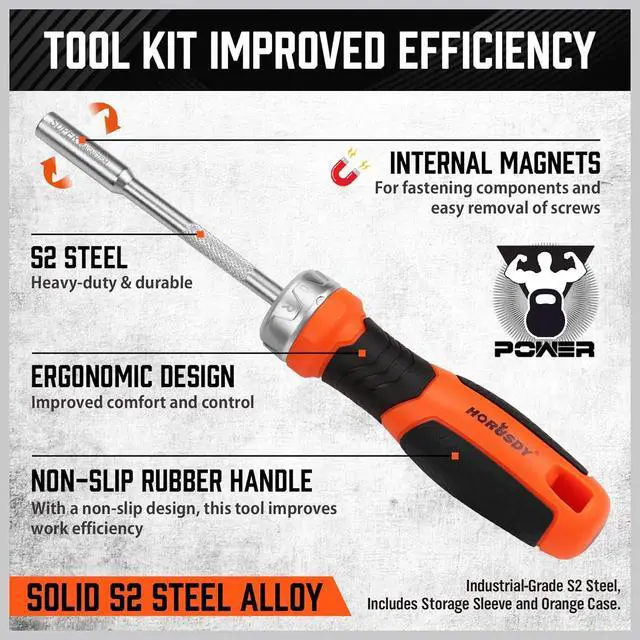 Alt view image 2 of 7 - 25-Piece Hex Screwdriver Bit Set | Metric and SAE Hex Bit Set 1/4 inch Ratcheting Magnetic Bit Driver