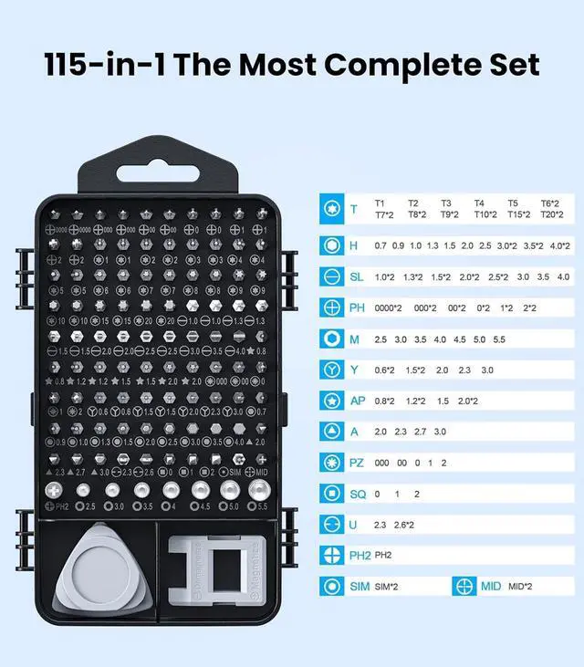 Alt view image 2 of 7 - 115-in-1 Precision Screwdriver Set [Super Durable] Mini Professional Magnetic Repair Tool Kit Small Screwdriver for Phone Computer Watch Laptop Macbook Eyeglass Electronic
