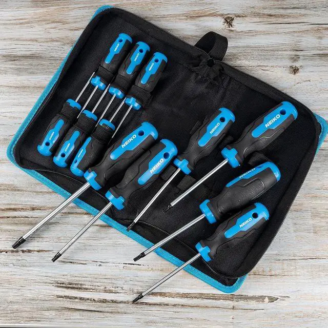 Alt view image 6 of 6 - 01377A Magnetic Torx Screwdriver Set | 12 Piece | T5  T40 | 6 Point Star Head Driver | Heat Treated Chrome Vanadium Steel | Non Slip Cushioned Handle Grip | Magnet Bit Tip | Carrying Pouch