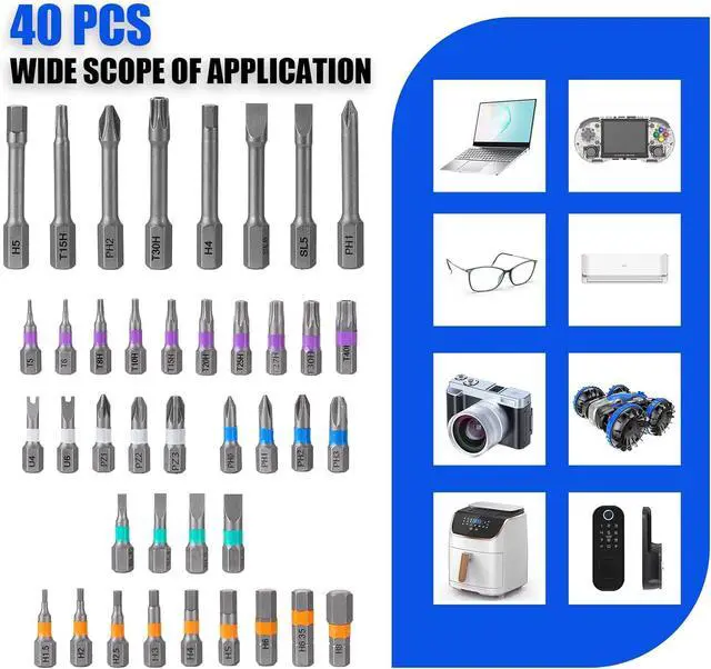 Alt view image 3 of 7 - 42 in 1 Magnetic Screwdriver Set DIY Ratchet Screwdriver Set Multi Bit Magnetic Drive with Ratchet Handle Portable Compact Repair Tool Kit for Home Electronics Furniture Computer Bike Repairs