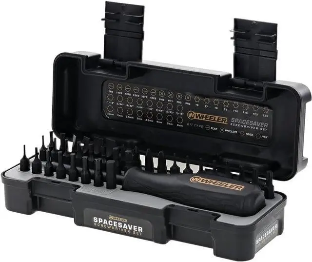 Main image of Space Saver Screwdriver Set with Magnetic Screwdriver Handle Bit Assortment and Storage Case for Maintenance