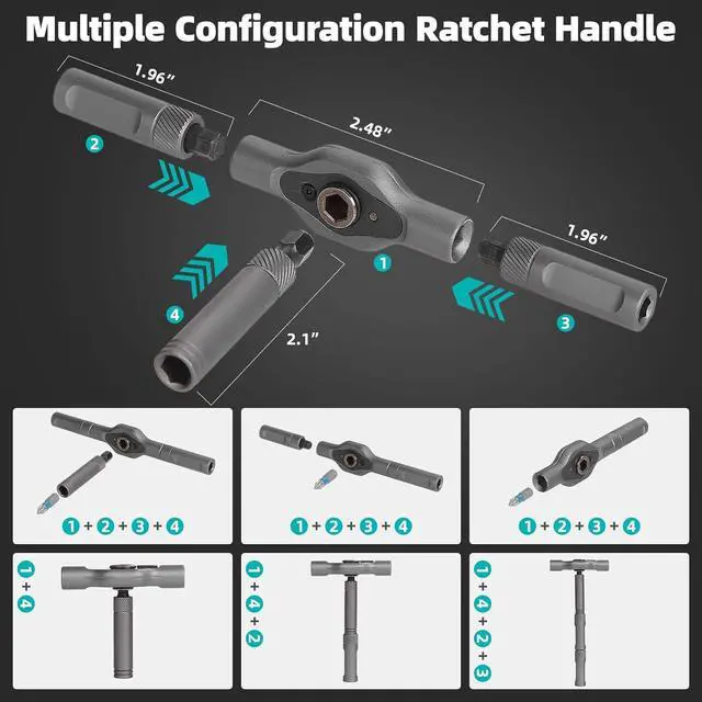 Alt view image 2 of 7 - 24 in 1 Magnetic Screwdriver Set Ratchet Screwdriver Set Magnetic DIY Ratchet Handle Detachable Versatile Toolkit for PC Furniture Bicycle