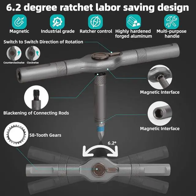 Alt view image 4 of 7 - 24 in 1 Magnetic Screwdriver Set Ratchet Screwdriver Set Magnetic DIY Ratchet Handle Detachable Versatile Toolkit for PC Furniture Bicycle