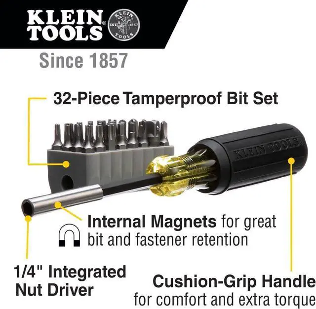 Alt view image 2 of 6 - 32510 Magnetic Multibit Screwdriver with Sturdy Torx Hex Spanner Tri-Wing Torq and Nut Tamperproof Bits and Storage Block