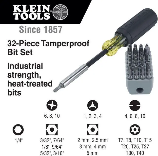 Alt view image 3 of 6 - 32510 Magnetic Multibit Screwdriver with Sturdy Torx Hex Spanner Tri-Wing Torq and Nut Tamperproof Bits and Storage Block