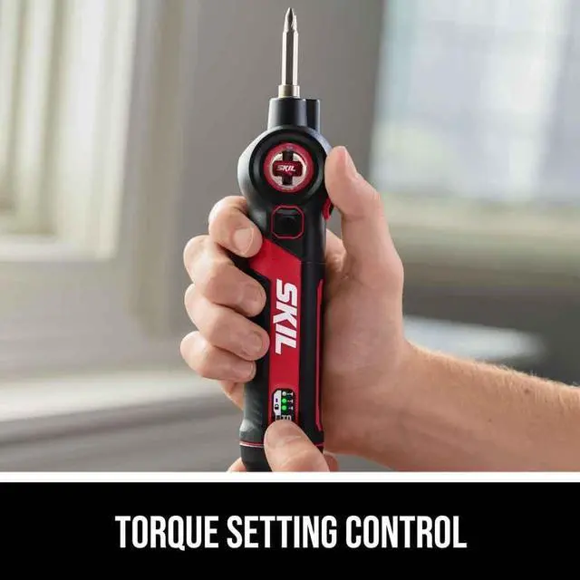 Alt view image 3 of 7 - SKIL Twist 2.0 Rechargeable 4V Screwdriver with Pivoting Head Torque Setting USB-C Charging Cable 28 PC Bit Set & Carrying Case- SD5619-02