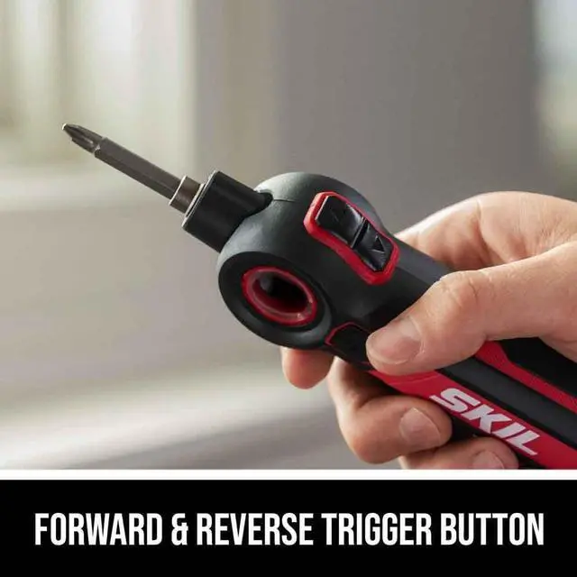 Alt view image 4 of 7 - SKIL Twist 2.0 Rechargeable 4V Screwdriver with Pivoting Head Torque Setting USB-C Charging Cable 28 PC Bit Set & Carrying Case- SD5619-02