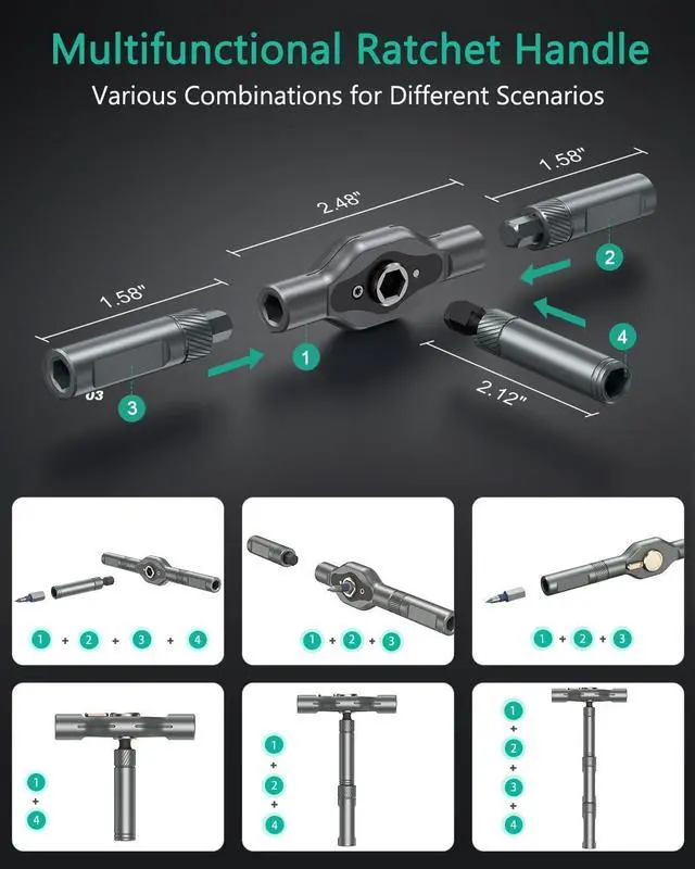 Alt view image 2 of 7 - 24 in 1 Ratchet Screwdriver Set Magnetic Screwdriver Kit DIY Repair Tool Kit Detachable Assembly T Handle Portable Case for Bicycle Furniture Electronics DIY