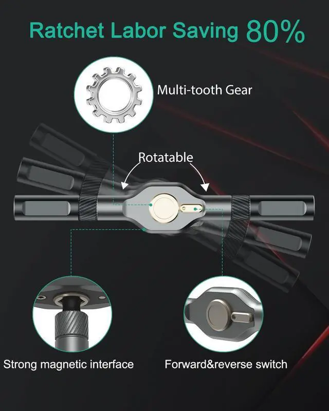 Alt view image 3 of 7 - 24 in 1 Ratchet Screwdriver Set Magnetic Screwdriver Kit DIY Repair Tool Kit Detachable Assembly T Handle Portable Case for Bicycle Furniture Electronics DIY