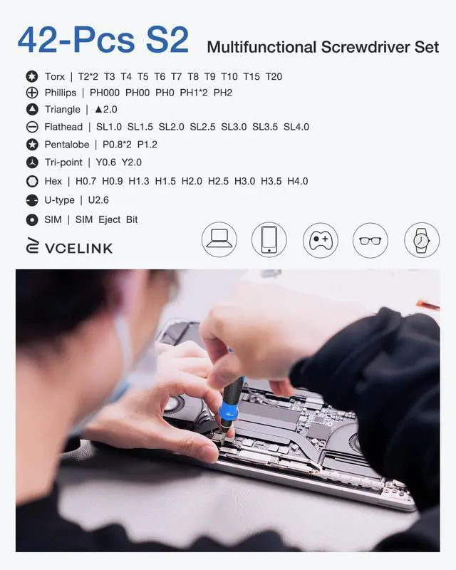 Alt view image 3 of 7 - Mini Screwdriver Set with 42 Bits 45 in 1 Small Precision Magnetic Tiny Screwdriver Bit Kit with Tweezers & Extension Shaft for Laptop PC Phone Computer Game Console
