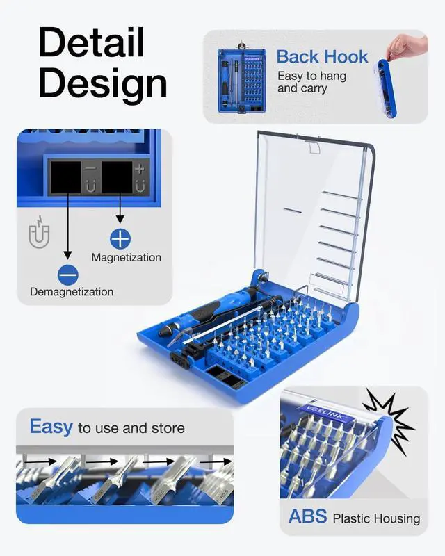 Alt view image 5 of 7 - Mini Screwdriver Set with 42 Bits 45 in 1 Small Precision Magnetic Tiny Screwdriver Bit Kit with Tweezers & Extension Shaft for Laptop PC Phone Computer Game Console