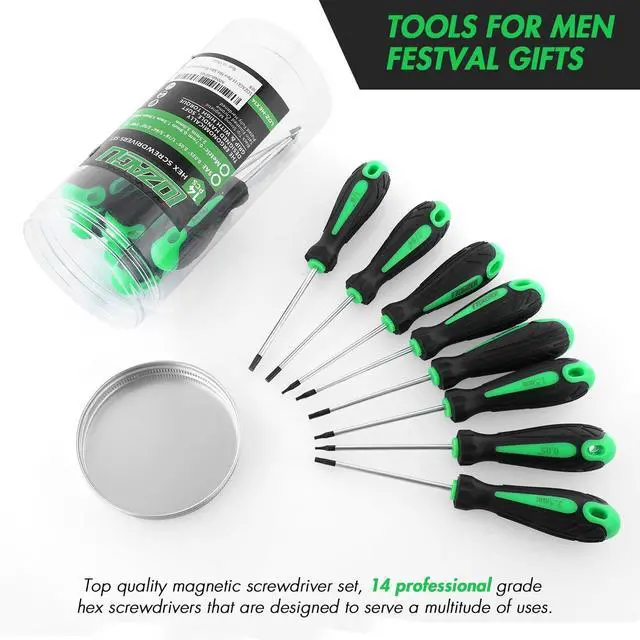 Alt view image 4 of 7 - 14pcs Mini Hex Screwdriver Set Metric(0.9mm-3mm) SAE(0.035-1/8) Hex Allen Wrench Screwdriver Set Perfect for RC Cars Quadcopters and Helicopter Car Models (Green)