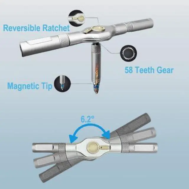 Alt view image 3 of 6 - 24-in-1 Ratchet Screwdriver Set Magnetic Precision Bits with Detachable Handle & Case Multi-Purpose Mini Screwdriver Kit for DIY Electronics Watch & Home Repair